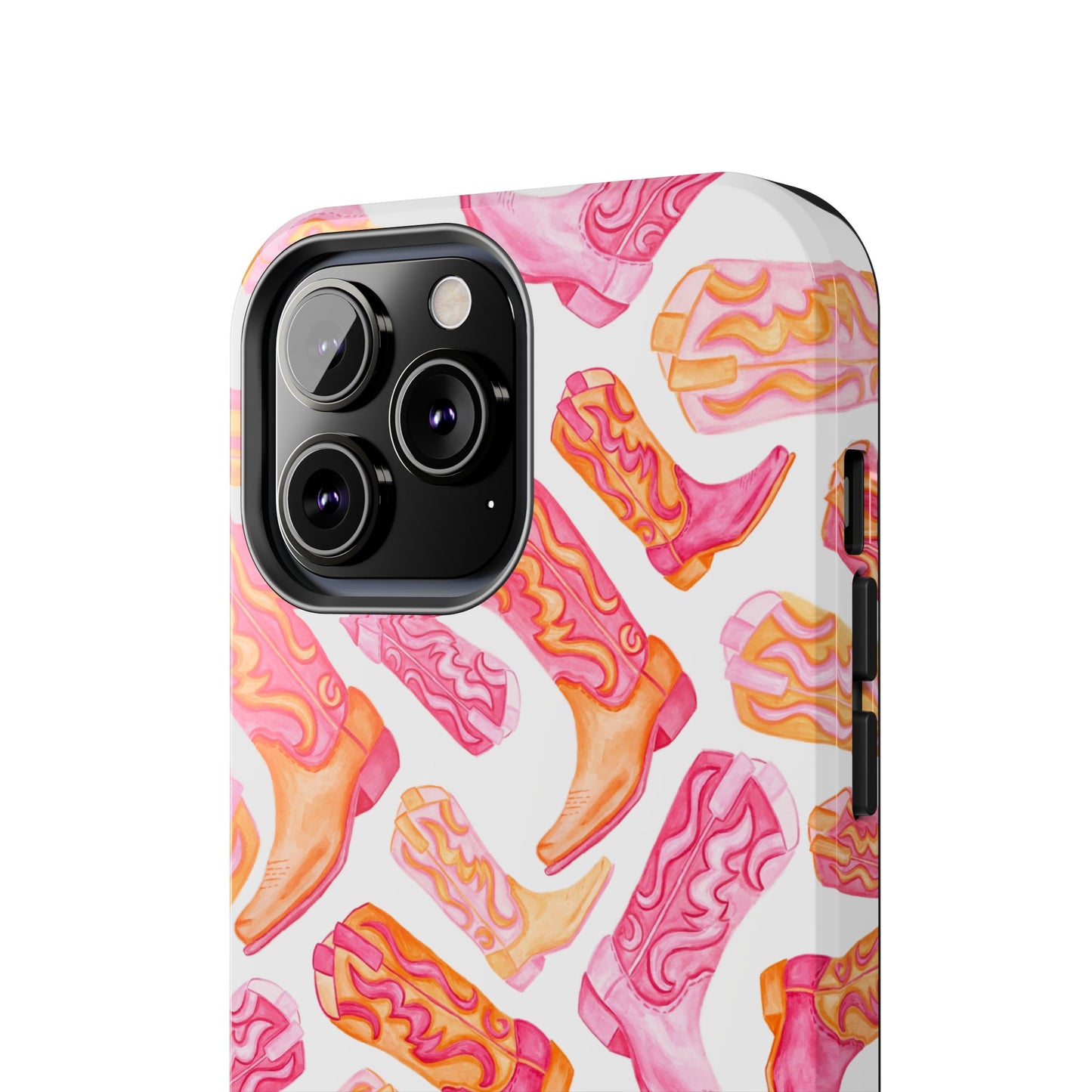Tossed Hot Pink & Orange Cowboy Boots Tough Phone Cases | Various Models Available