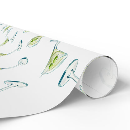 Gift Wrap | Martini Watercolor Illustrated Tossed Pattern | Matte or Glossy