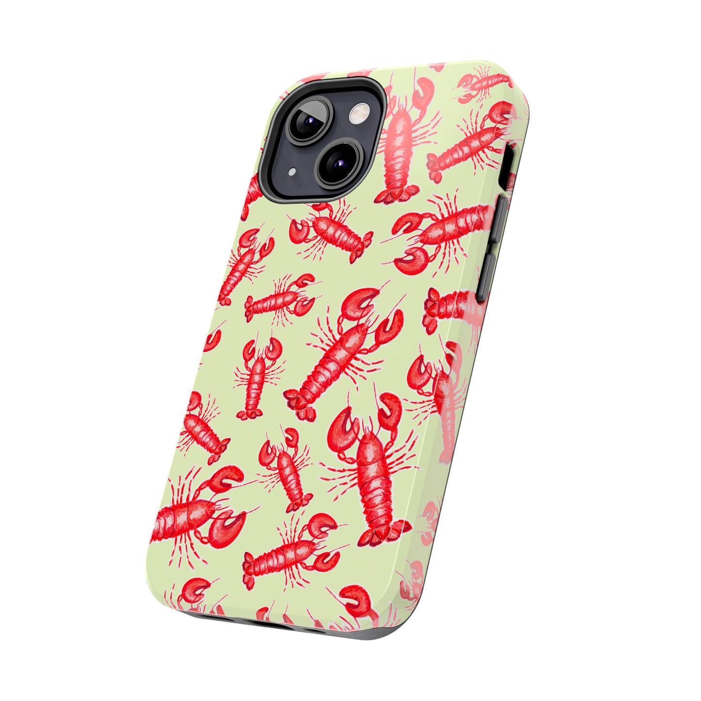 Red Lobster Watercolor Illustrated Tossed Pattern Light Yellow Tough Phone Case | Various Models