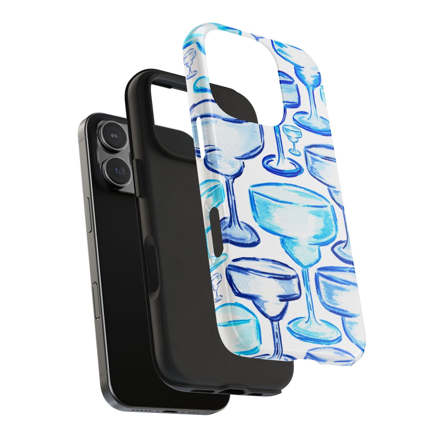 Coastal Shades of Blue Watercolor Margaritas Tough Phone Case | Various Models Available