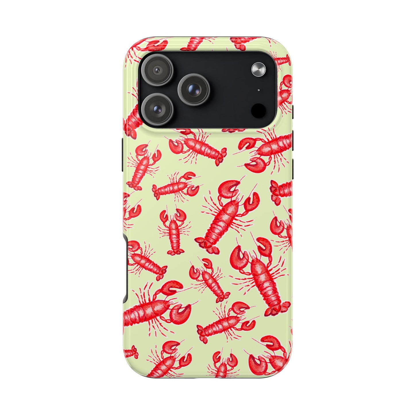 Red Lobster Watercolor Illustrated Tossed Pattern Light Yellow Tough Phone Case | Various Models