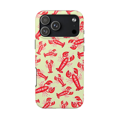 Red Lobster Watercolor Illustrated Tossed Pattern Light Yellow Tough Phone Case | Various Models