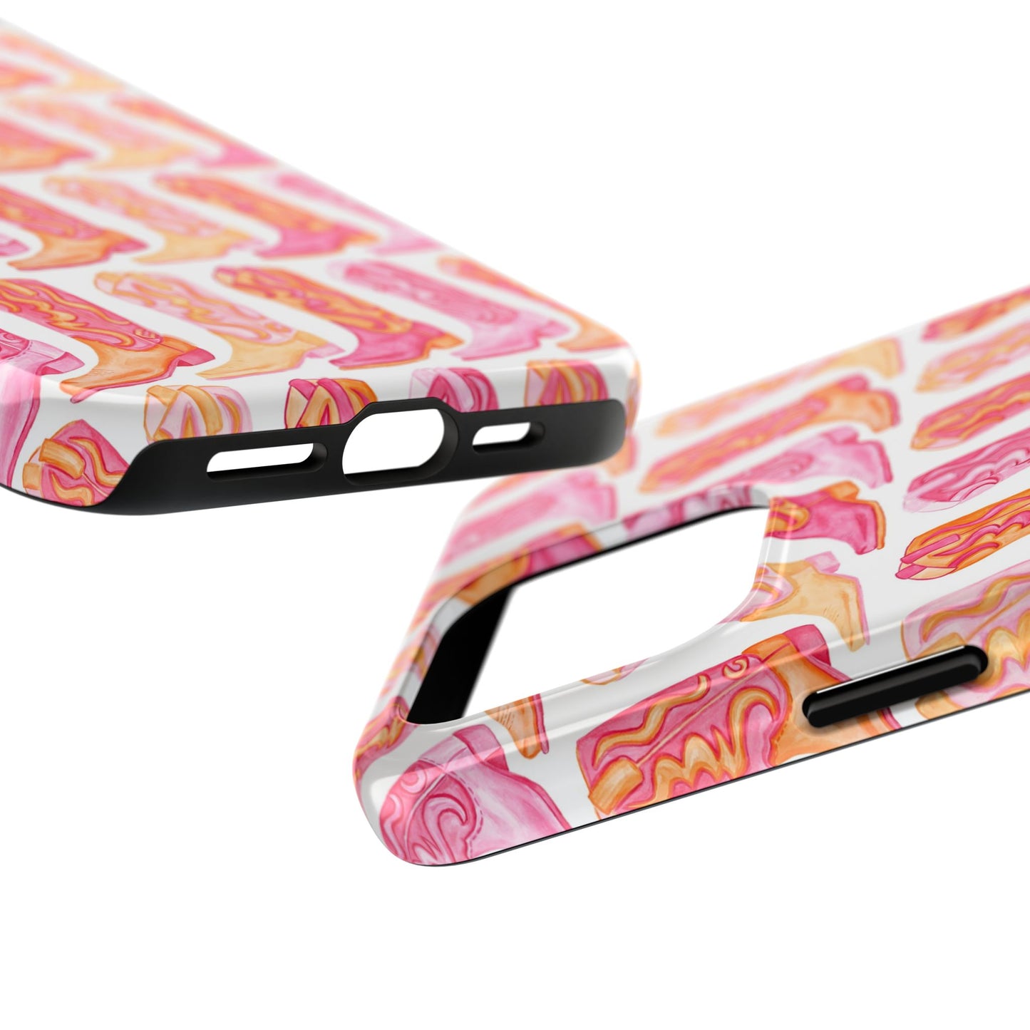 Rows of Hot Pink & Orange Cowboy Boots Tough Phone Cases | Various Models Available