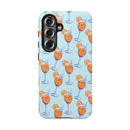 Orange & Blue Aperol Spritz Watercolor Pattern Turquoise Phone Case | Various Models Samsung Galaxy S25