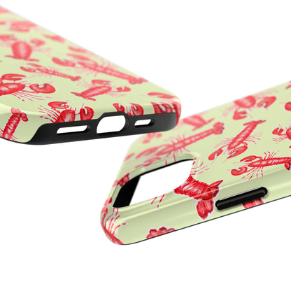 Red Lobster Watercolor Illustrated Tossed Pattern Light Yellow Tough Phone Case | Various Models