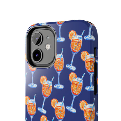 Orange & Blue Aperol Spritz Watercolor Pattern Navy Tough Case | Various Models