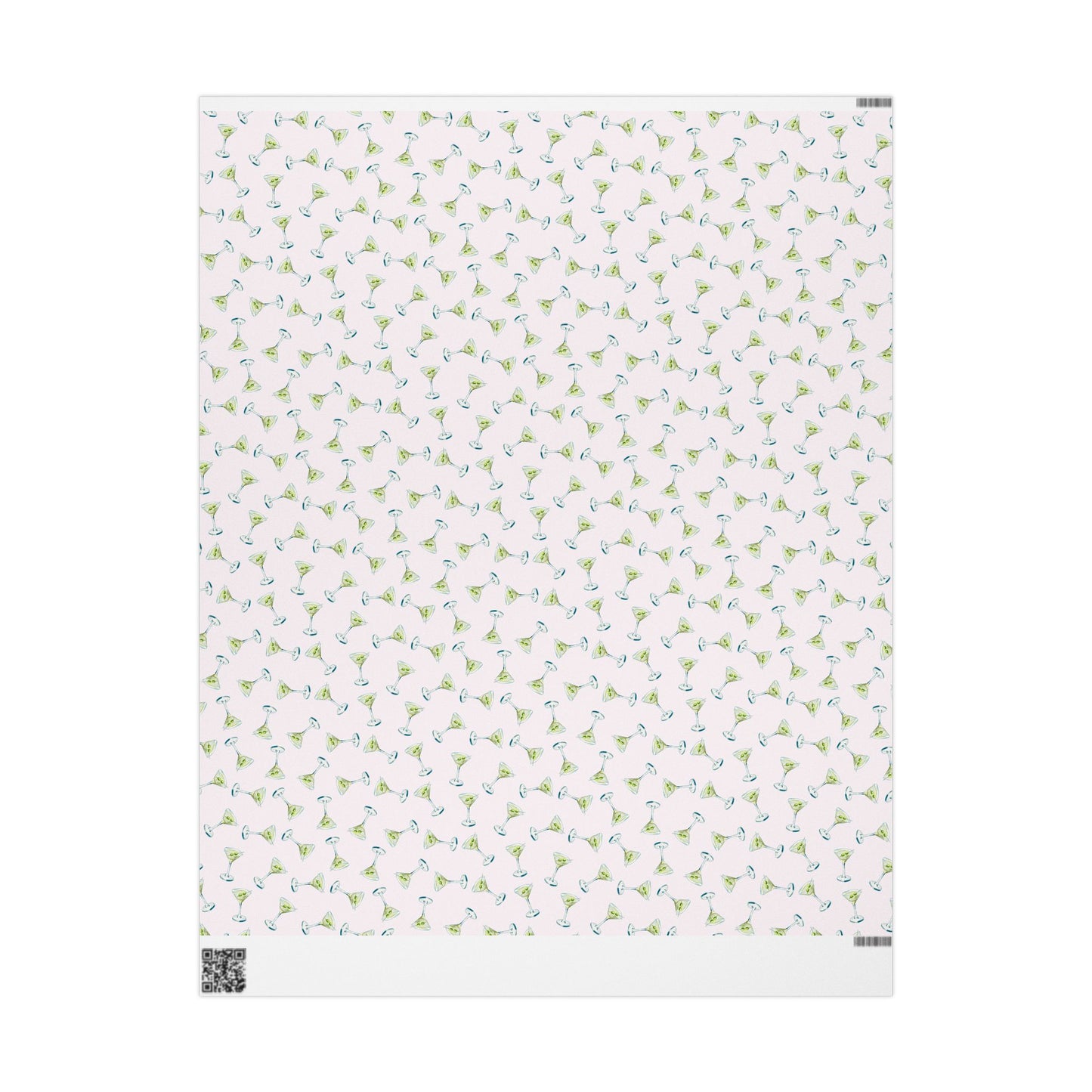 Gift Wrap | Mini Blush Pink Watercolor Martini Tossed Pattern | Matte or Glossy 30" x 36" Matte