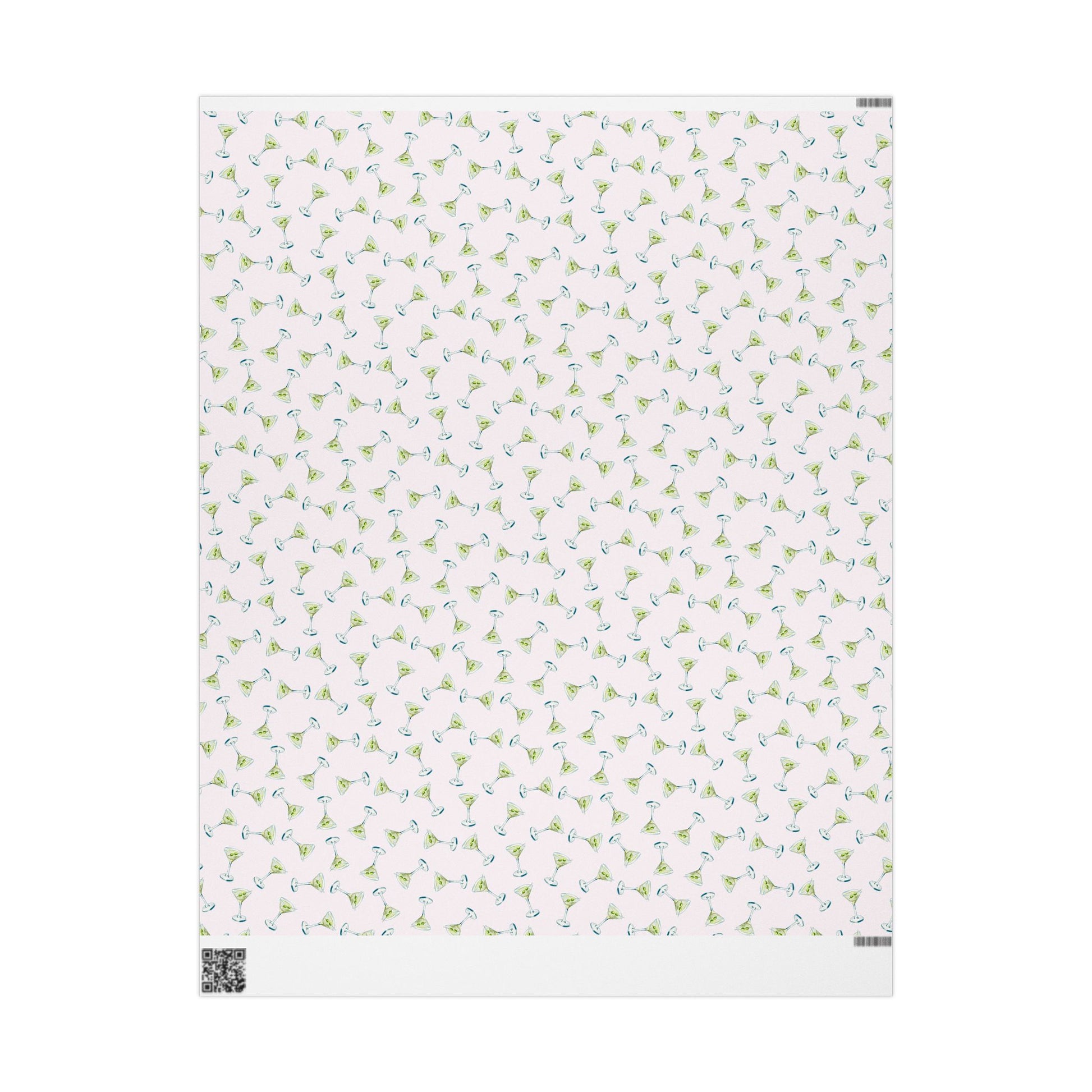 Gift Wrap | Mini Blush Pink Watercolor Martini Tossed Pattern | Matte or Glossy 30" x 36" Matte