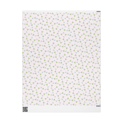 Gift Wrap | Mini Blush Pink Watercolor Martini Tossed Pattern | Matte or Glossy 30" x 36" Matte
