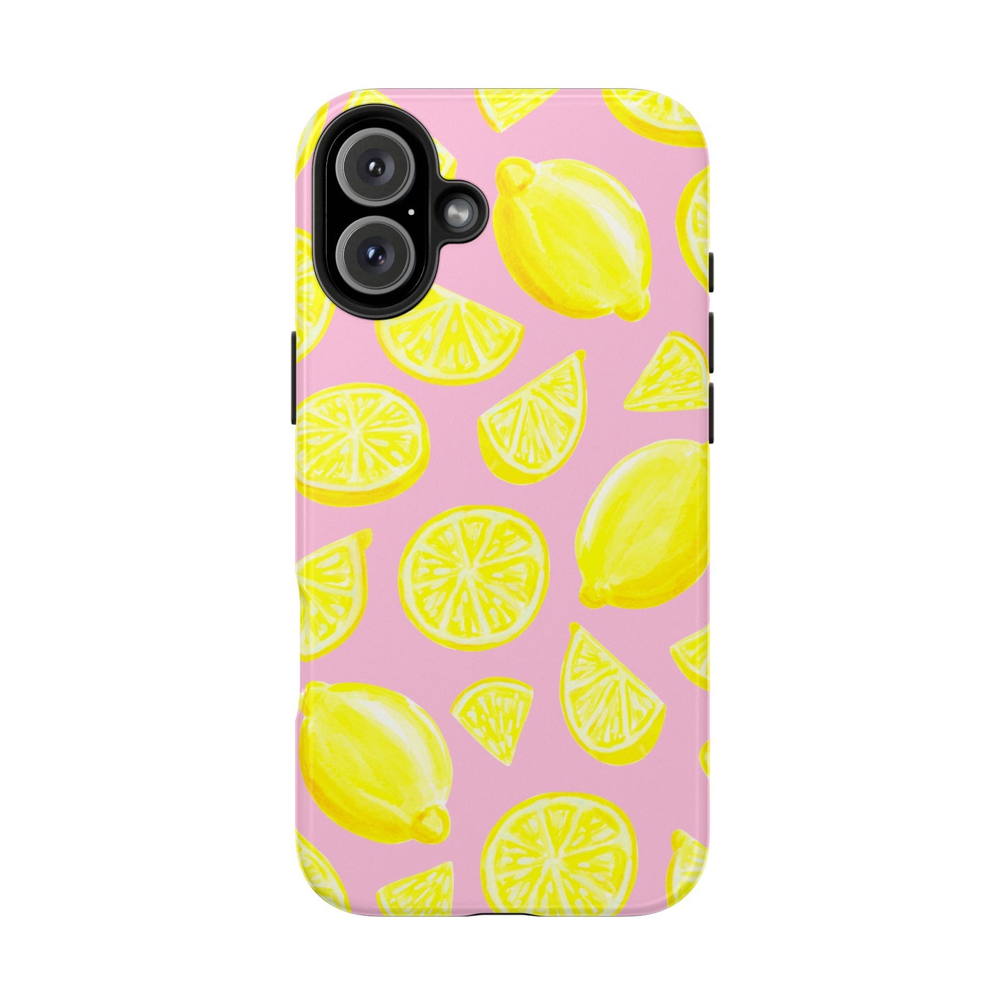Bright Yellow Lemons Watercolor Illustrated Tossed Pattern Light Pink Tough Phone Case | Various Models