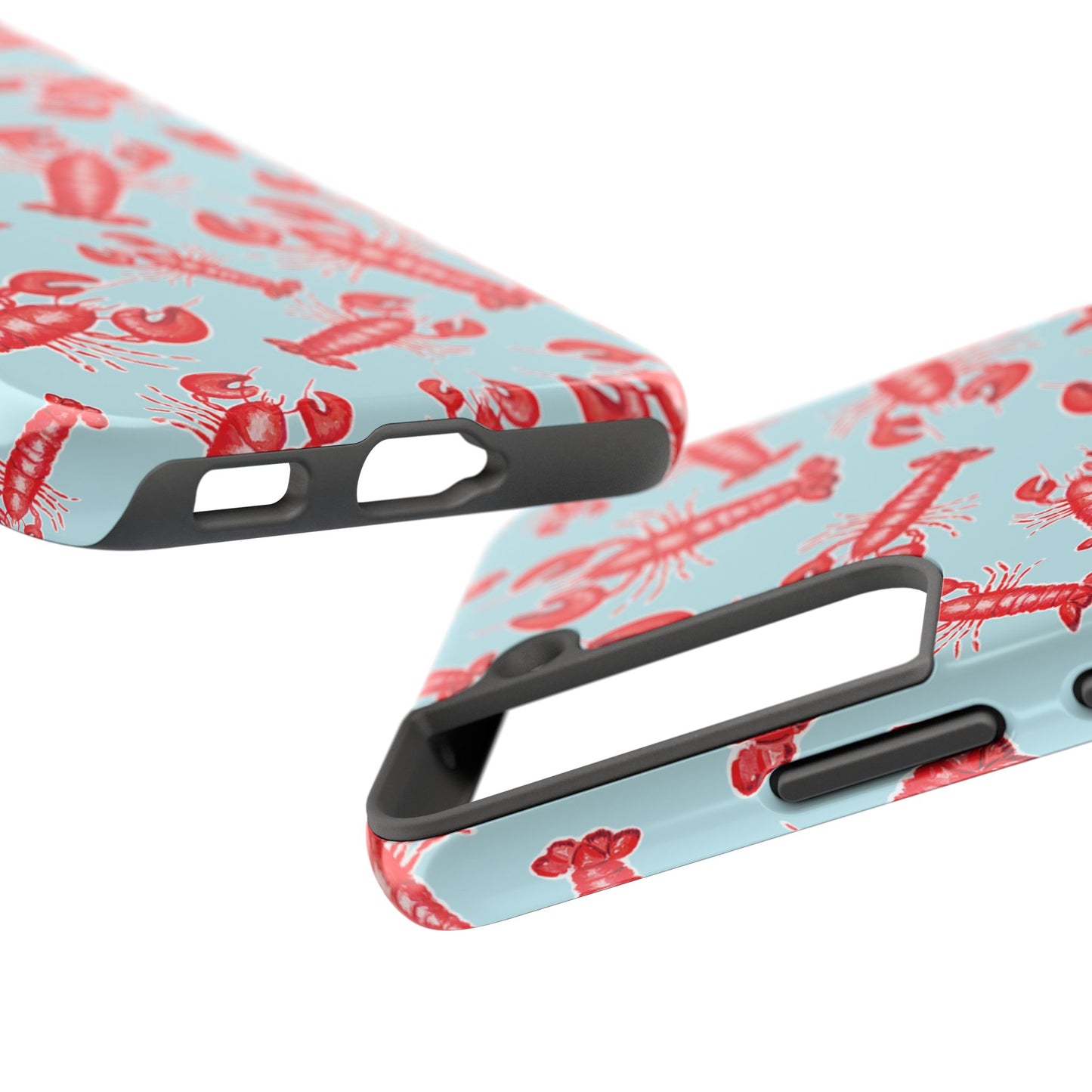 Red Lobster Watercolor Illustrated Tossed Pattern Light Blue Tough Phone Case | Various Models