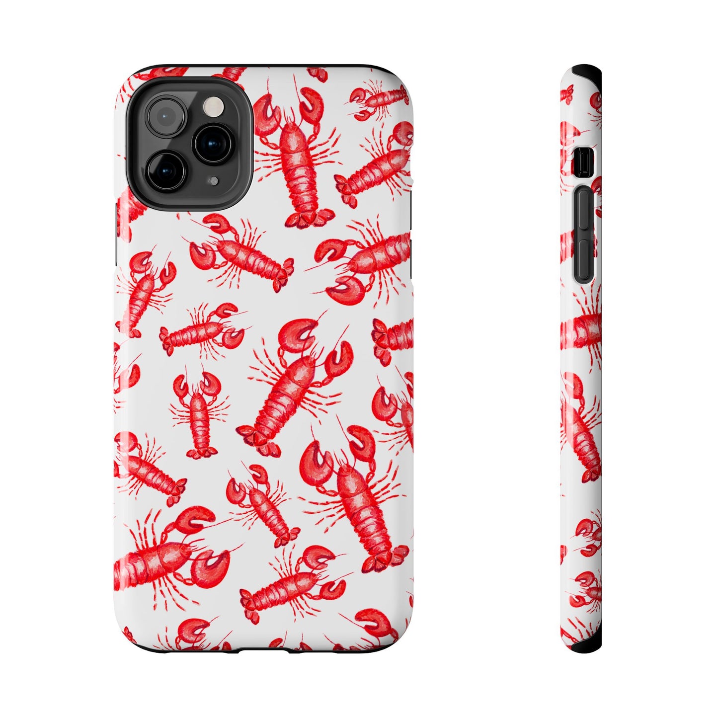 Watercolor Red Lobster Coastal Illustrated Patterned Tough Phone Case | Various Models