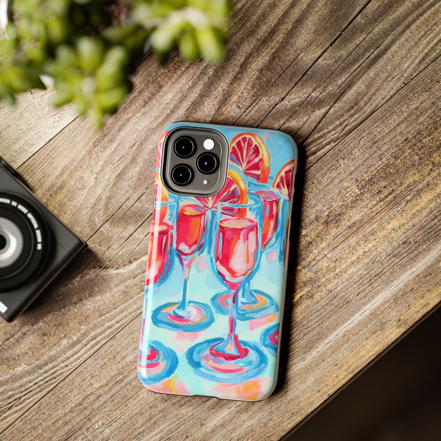 Pink Blood Orange Mimosas Blue Champagne Flute Acrylic Tough Phone Case | Various Models Available