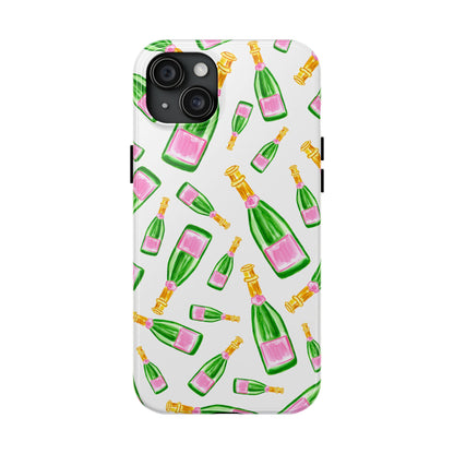 Copy of Tossed Pink and Green Watercolor Illustrated Champagne Bottles Pattern Tough Phone Case | Various Models