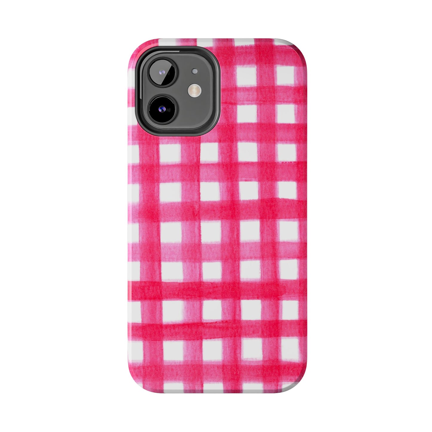 Hot Pink Gingham Watercolor Preppy Tough Phone Case | Various models