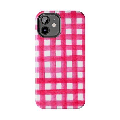 Hot Pink Gingham Watercolor Preppy Tough Phone Case | Various models