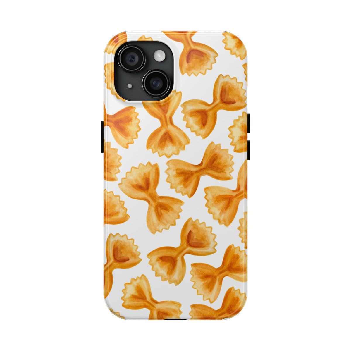 Tossed Farfalle Bow Tie Pasta Watercolor Illustrated White Tough Phone Case | Various Models iPhone 15