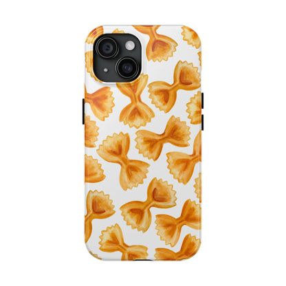 Tossed Farfalle Bow Tie Pasta Watercolor Illustrated White Tough Phone Case | Various Models iPhone 15