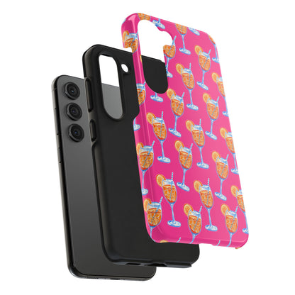 Orange & Blue Aperol Spritz Watercolor Pattern Hot Pink Phone Case | Various Models