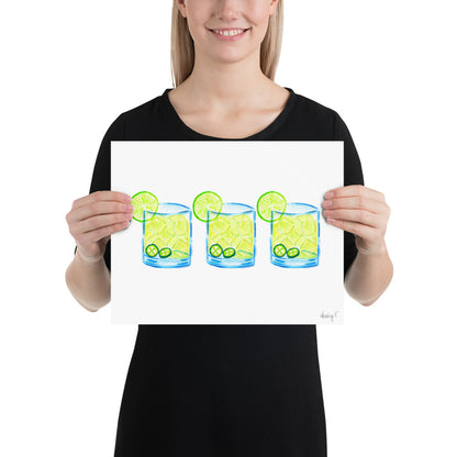 Print | Watercolor Spicy Margarita Trio 11″×14″ 5″×7″