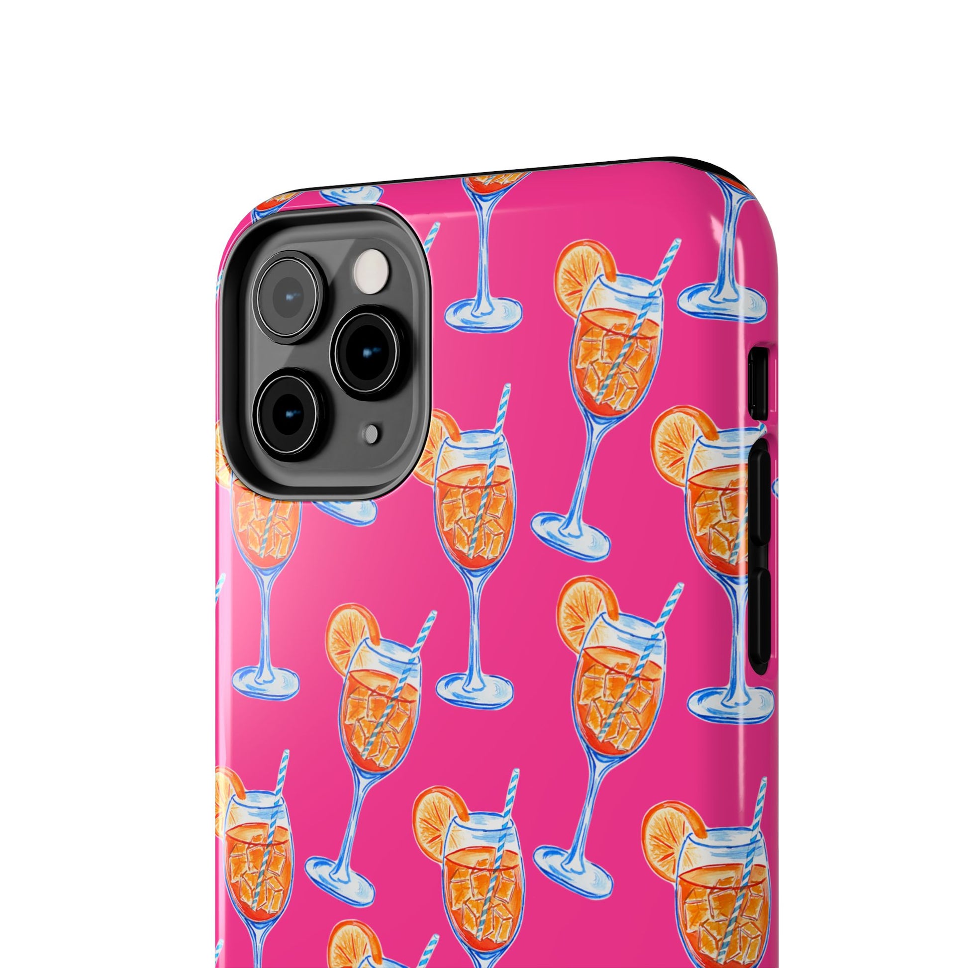 Orange & Blue Aperol Spritz Watercolor Pattern Hot Pink Phone Case | Various Models