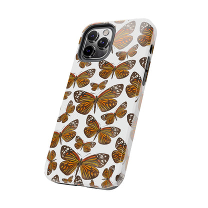 Black & Orange Butterfly Watercolor Illustrated Tossed Pattern Tough Phone Case | Various Models