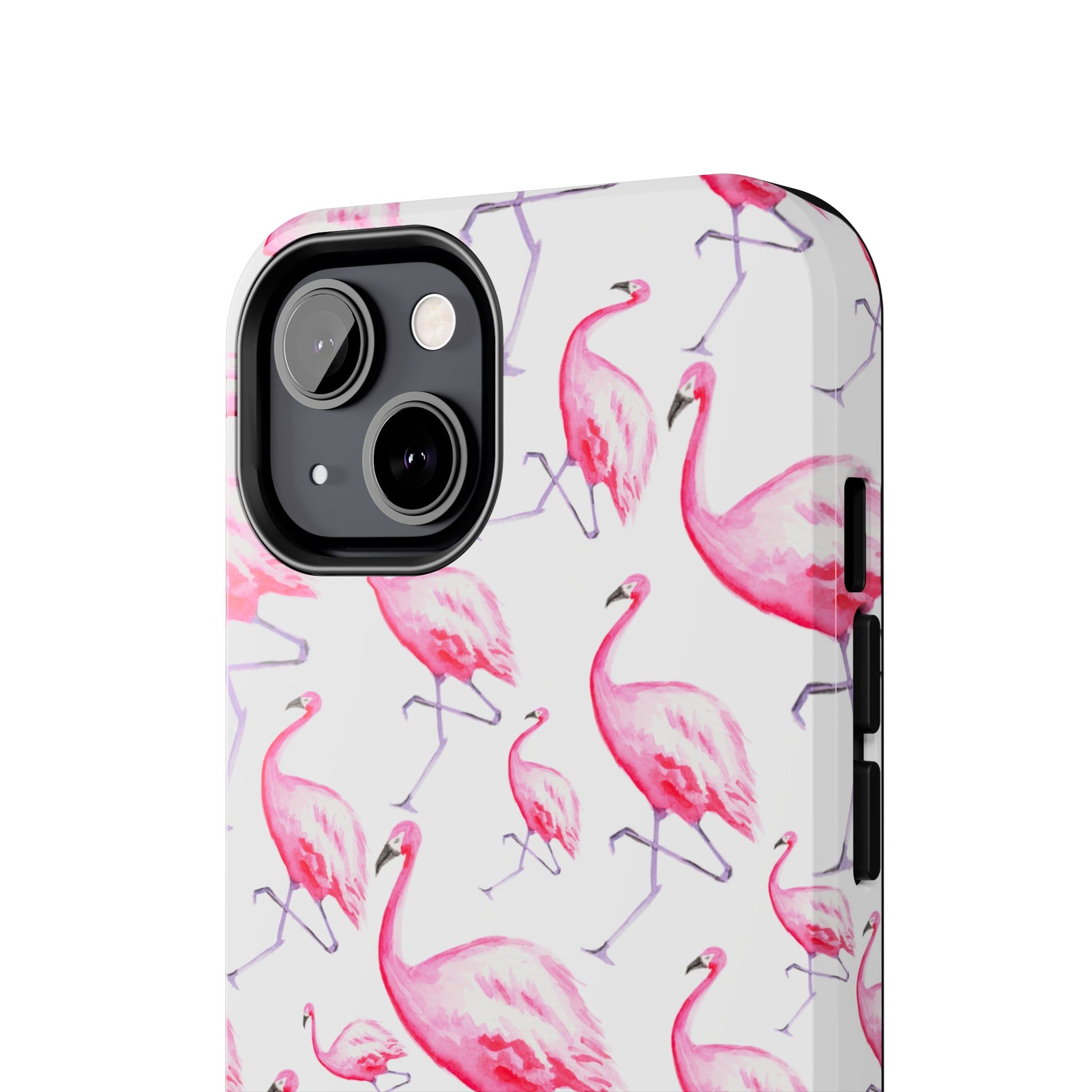 Hot Pink Flamingos Watercolor Illustrated Tossed Pattern Phone Case | Various Models