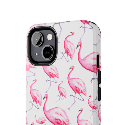 Hot Pink Flamingos Watercolor Illustrated Tossed Pattern Phone Case | Various Models