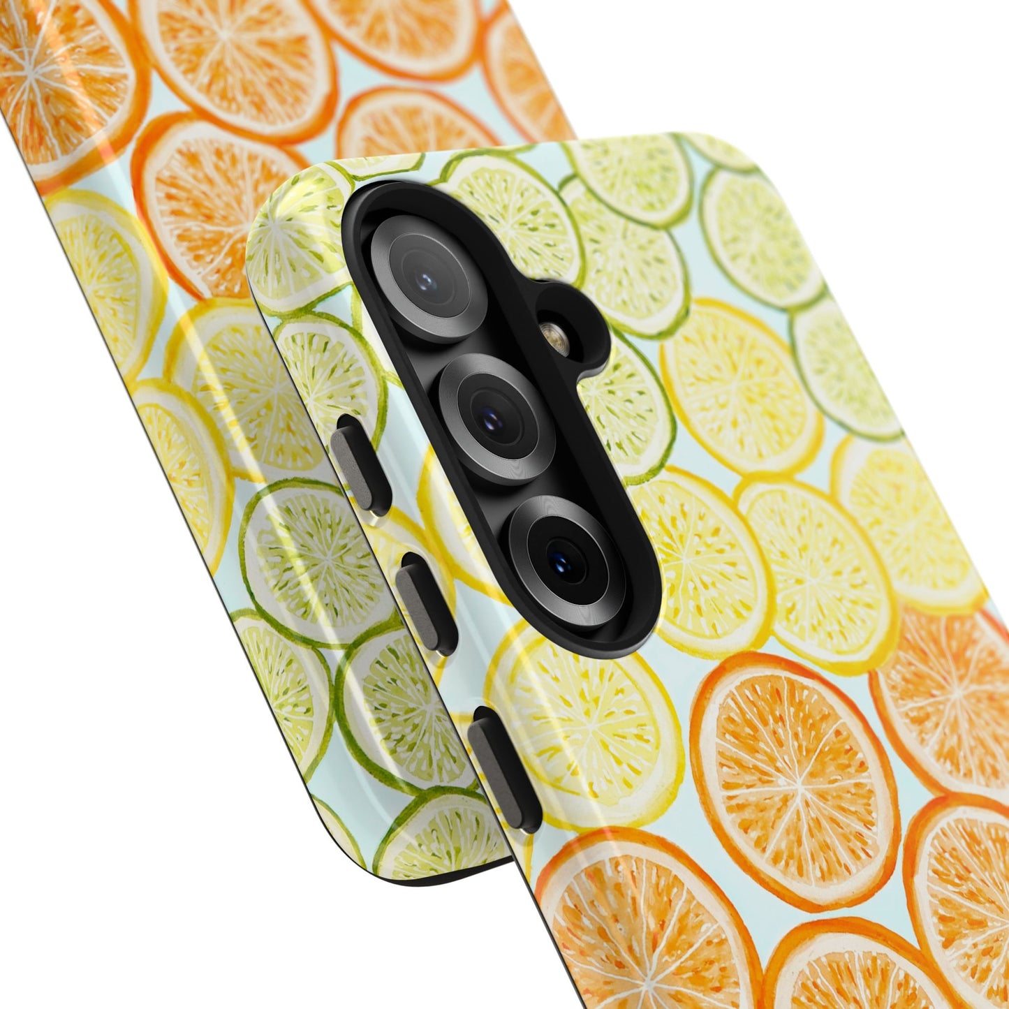 Ombré Citrus Grapefruit, Oranges, Lemons, & Limes Watercolor Illustrated Light Blue Tough Phone Case | Various Models Available