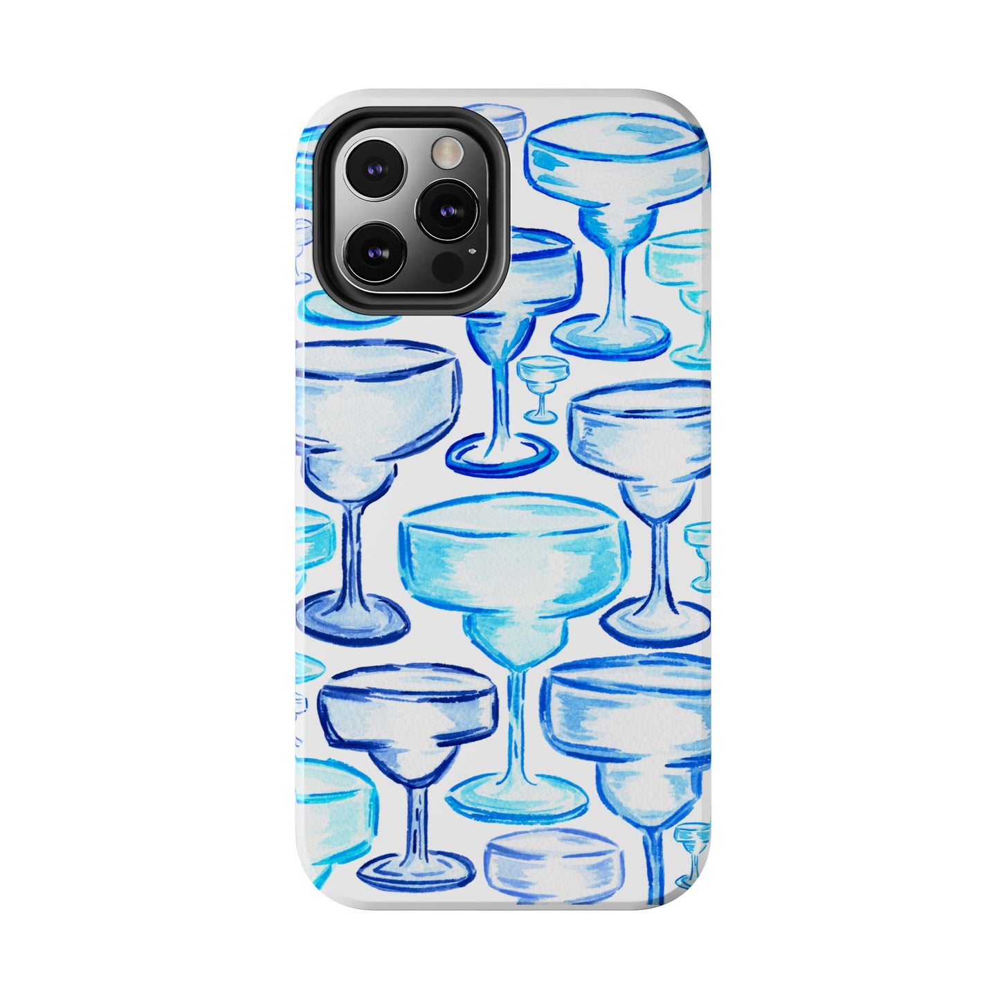 Coastal Shades of Blue Watercolor Margaritas Tough Phone Case | Various Models Available