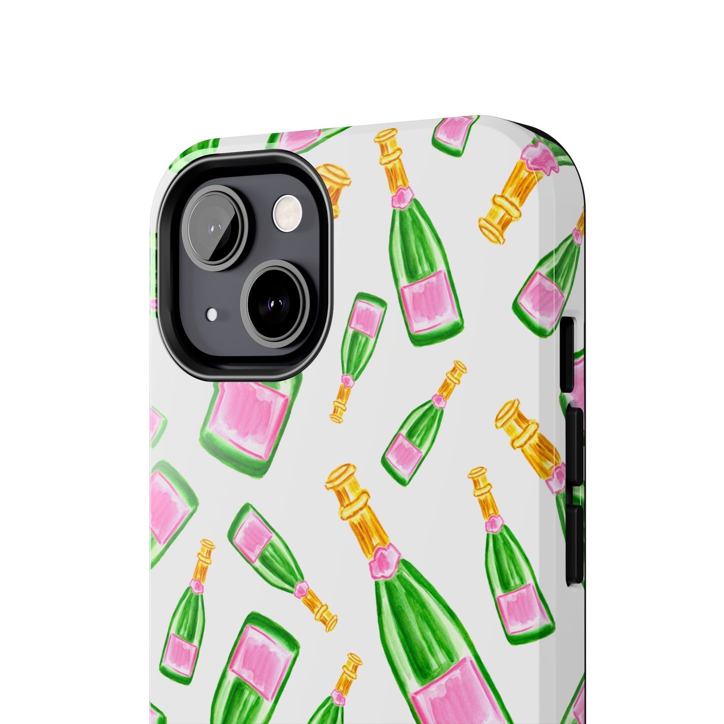 Copy of Tossed Pink and Green Watercolor Illustrated Champagne Bottles Pattern Tough Phone Case | Various Models
