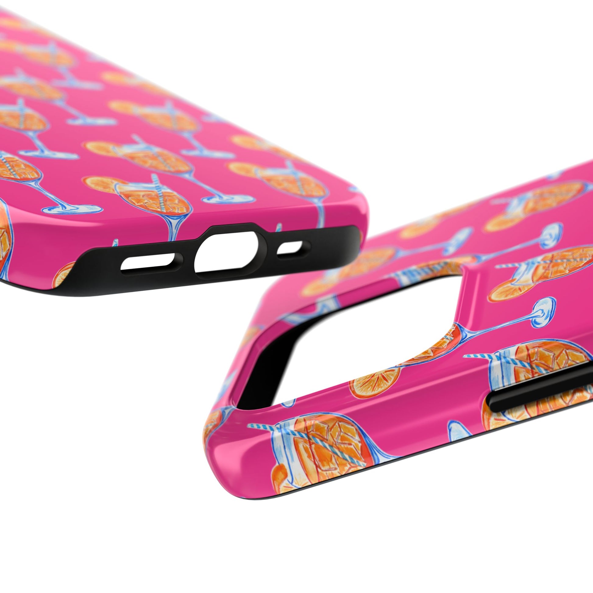 Orange & Blue Aperol Spritz Watercolor Pattern Hot Pink Phone Case | Various Models