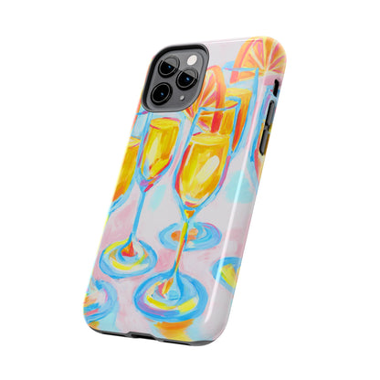 Pink Orange Mimosas Blue Champagne Flutes Abstract Acrylic Tough Phone Case | Various Models