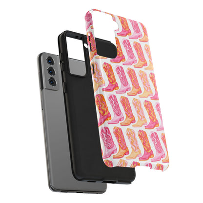 Rows of Hot Pink & Orange Cowboy Boots Tough Phone Cases | Various Models Available