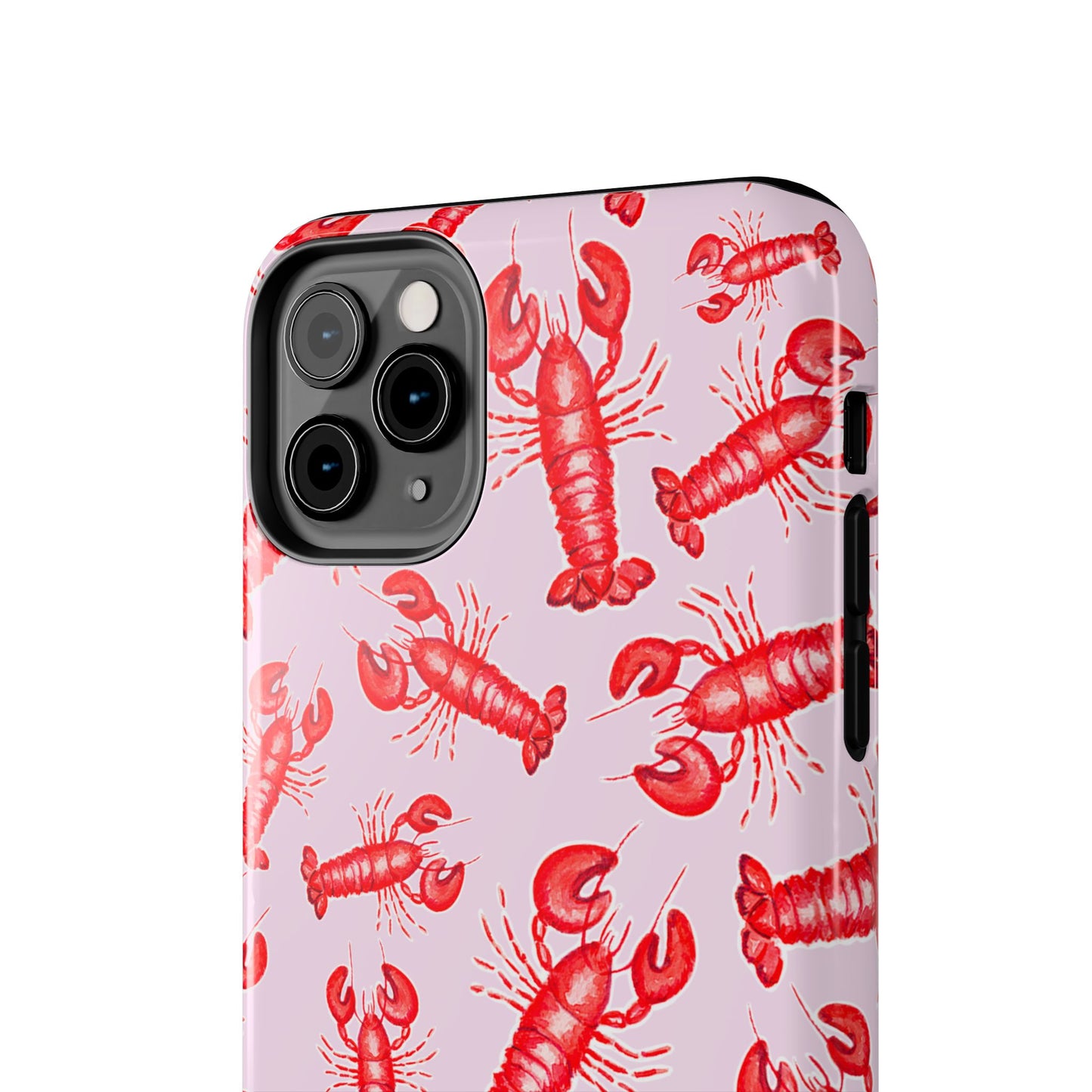 Red Lobster Watercolor Illustrated Tossed Pattern Light Pink Coastal Nautical Tough Phone Case | Various Models