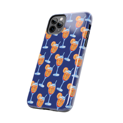 Orange & Blue Aperol Spritz Watercolor Pattern Navy Tough Case | Various Models