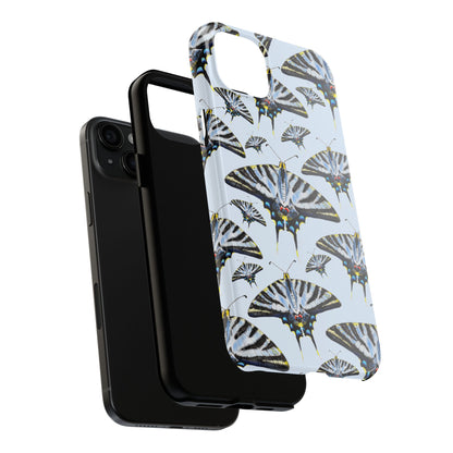 Light Blue Swallowtail Butterflies Watercolor Illustrated Pale Blue Tough Phone Case | Various Models
