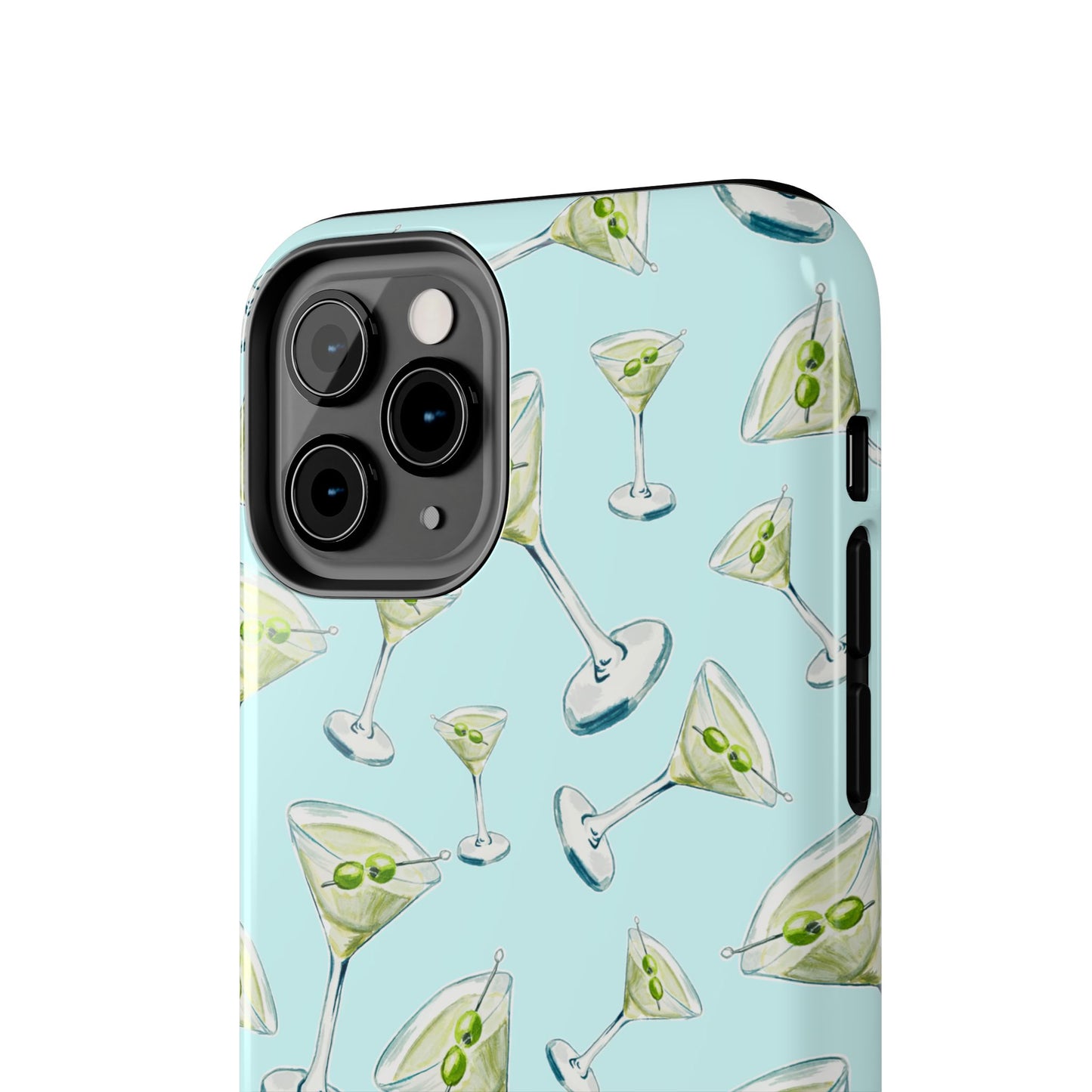 Watercolor Blue and Green Martinis Tossed Illustrated Pattern Turquoise Blue Tough Phone Case | Various Models
