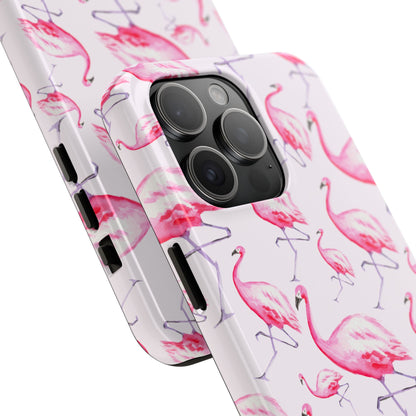 Pink Flamingos Watercolor Illustrated Tossed Pattern Blush Phone Case | Various Models