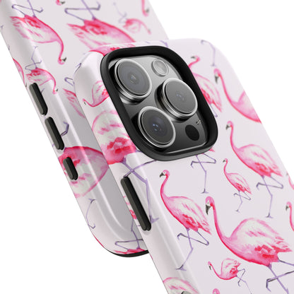 Pink Flamingos Watercolor Illustrated Tossed Pattern Blush Phone Case | Various Models