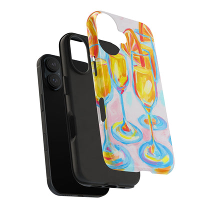 Pink Orange Mimosas Blue Champagne Flutes Abstract Acrylic Tough Phone Case | Various Models