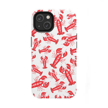 Watercolor Red Lobster Coastal Illustrated Patterned Tough Phone Case | Various Models
