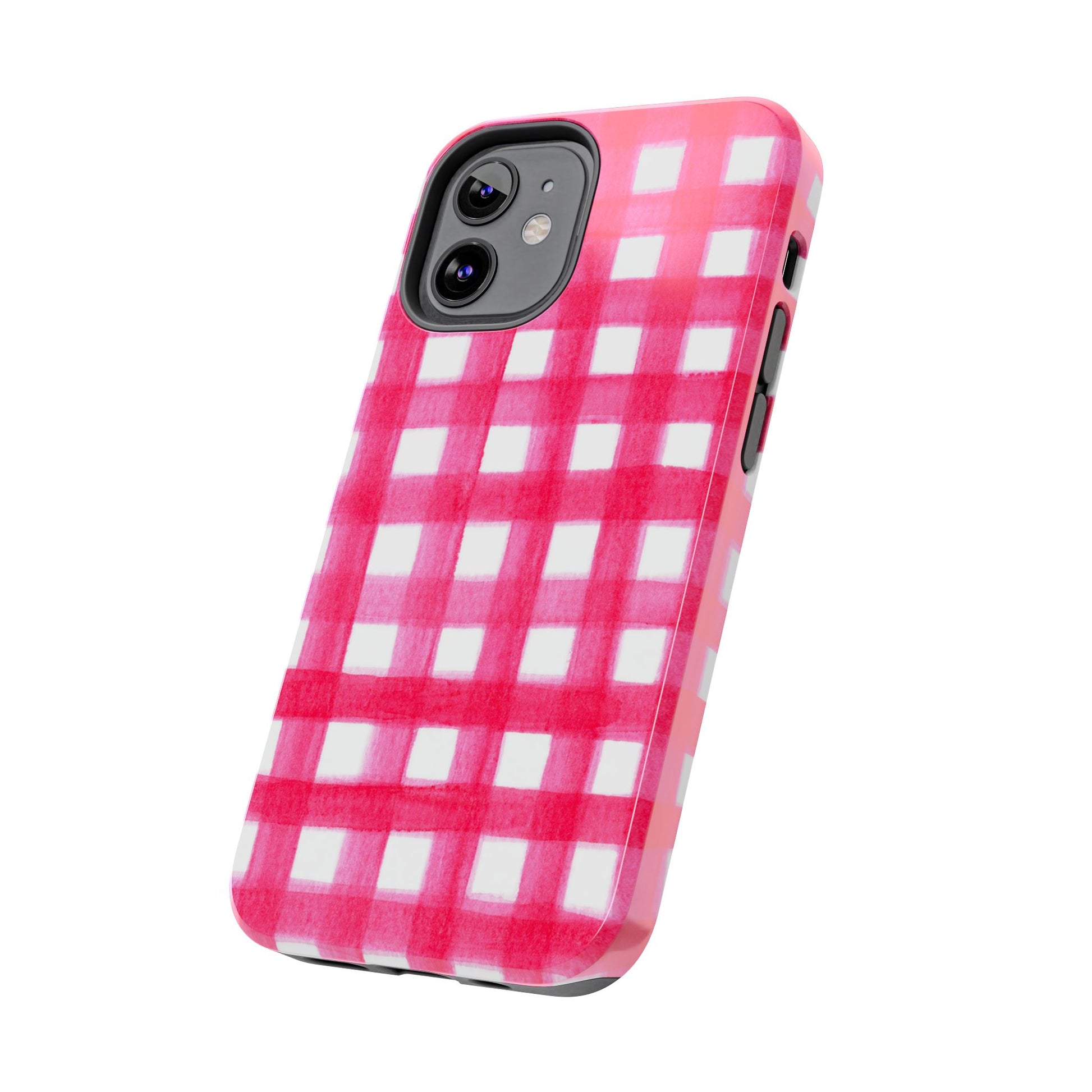 Hot Pink Gingham Watercolor Preppy Tough Phone Case | Various models