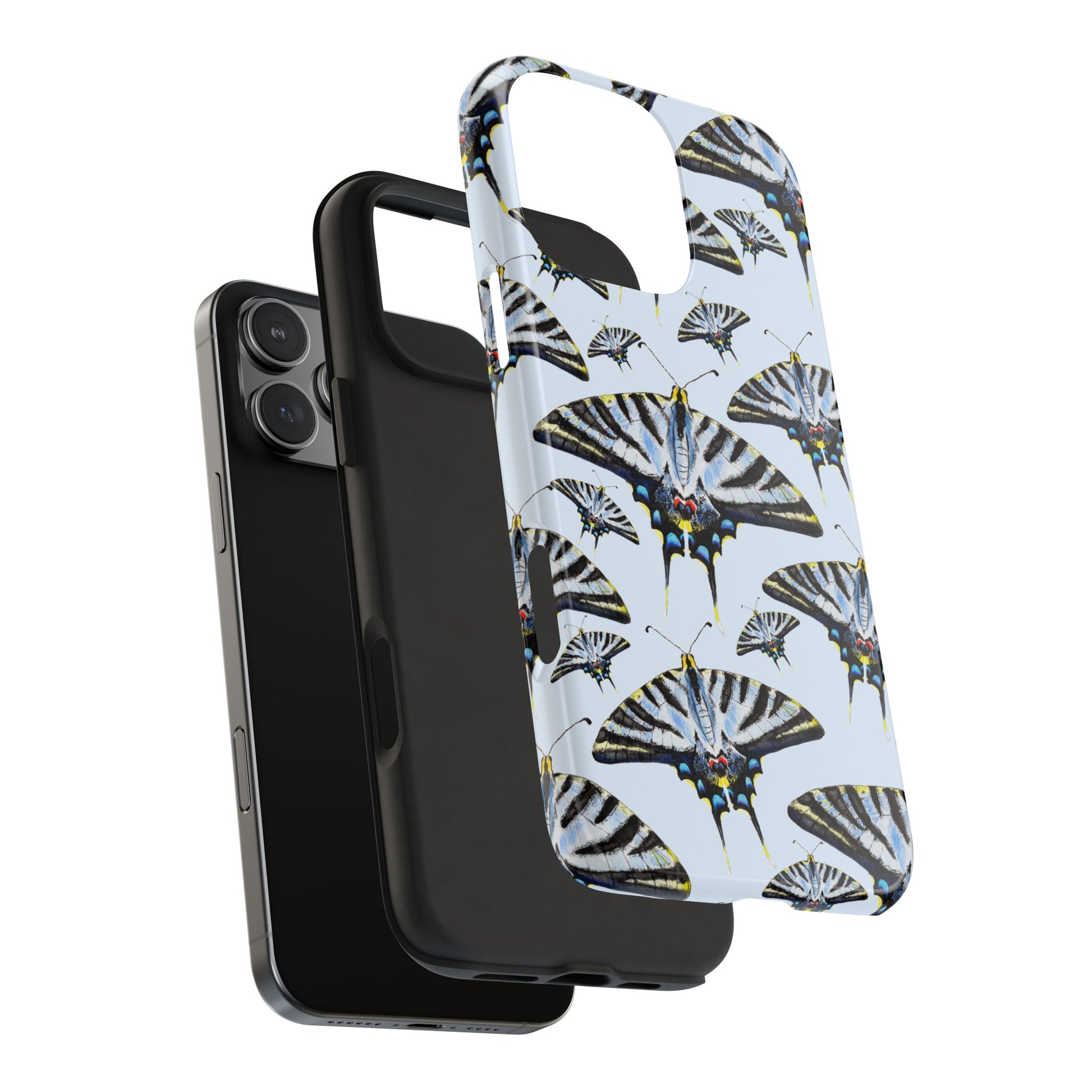 Light Blue Swallowtail Butterflies Watercolor Illustrated Pale Blue Tough Phone Case | Various Models
