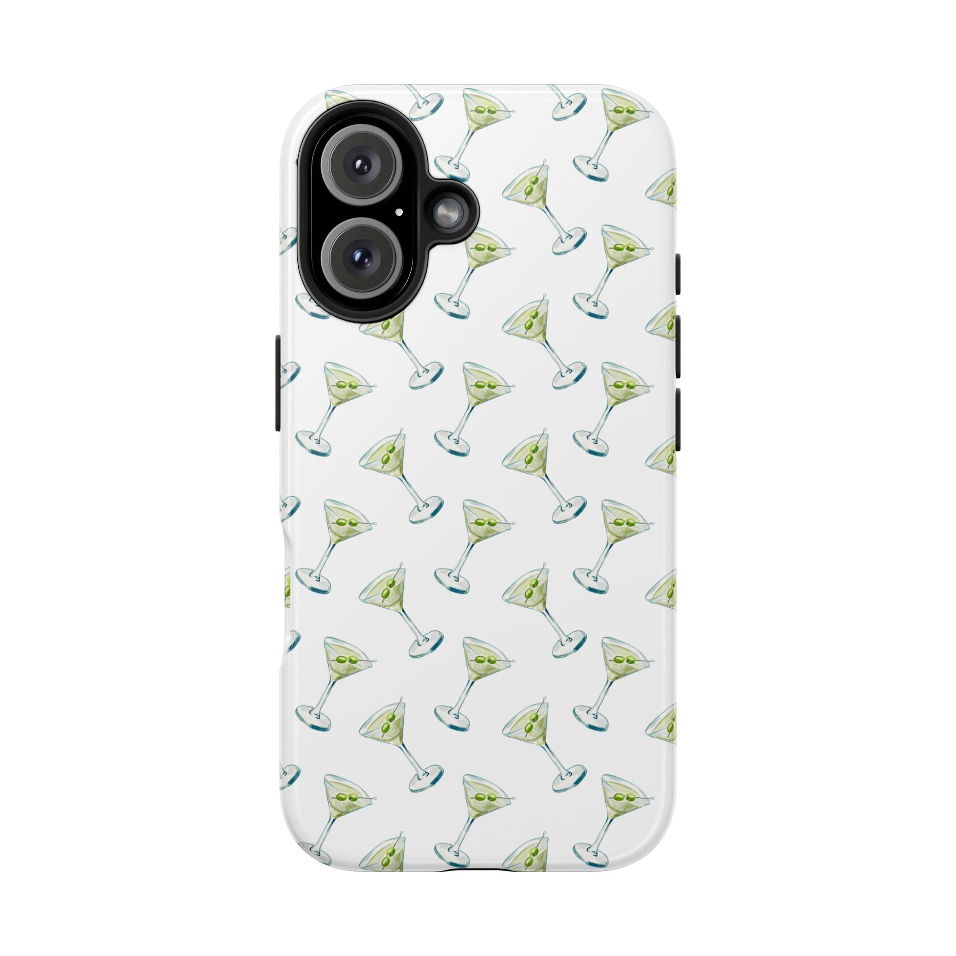 Martini Watercolor Illustrated Tossed Pattern Tough Phone Case | Various Models Available iPhone 16