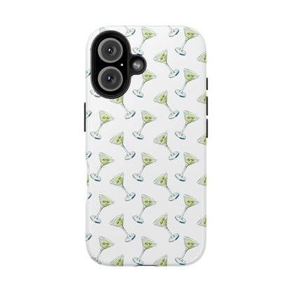 Martini Watercolor Illustrated Tossed Pattern Tough Phone Case | Various Models Available iPhone 16