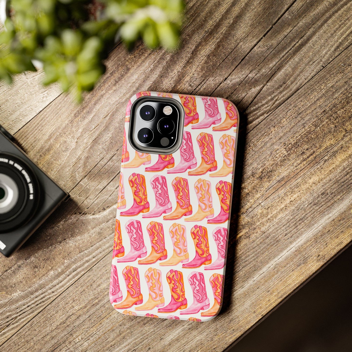 Rows of Hot Pink & Orange Cowboy Boots Tough Phone Cases | Various Models Available