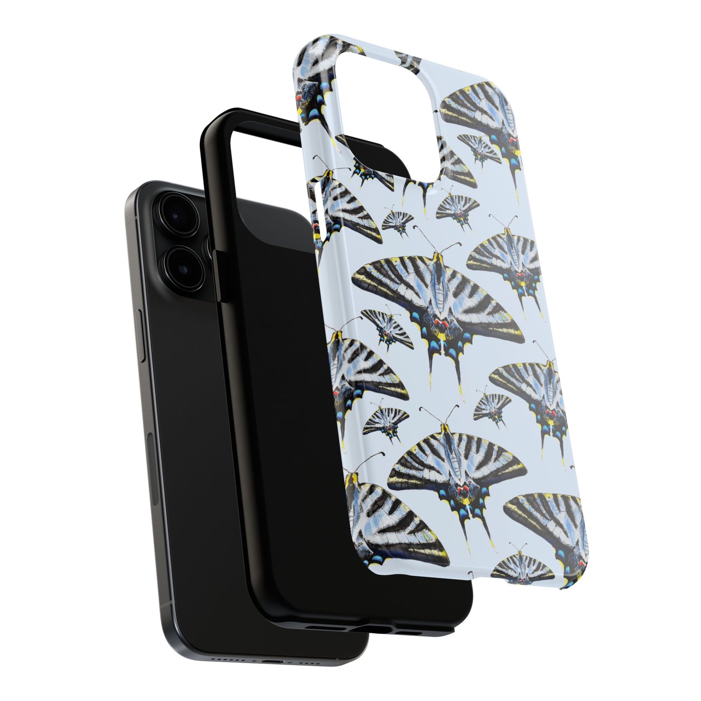 Light Blue Swallowtail Butterflies Watercolor Illustrated Pale Blue Tough Phone Case | Various Models