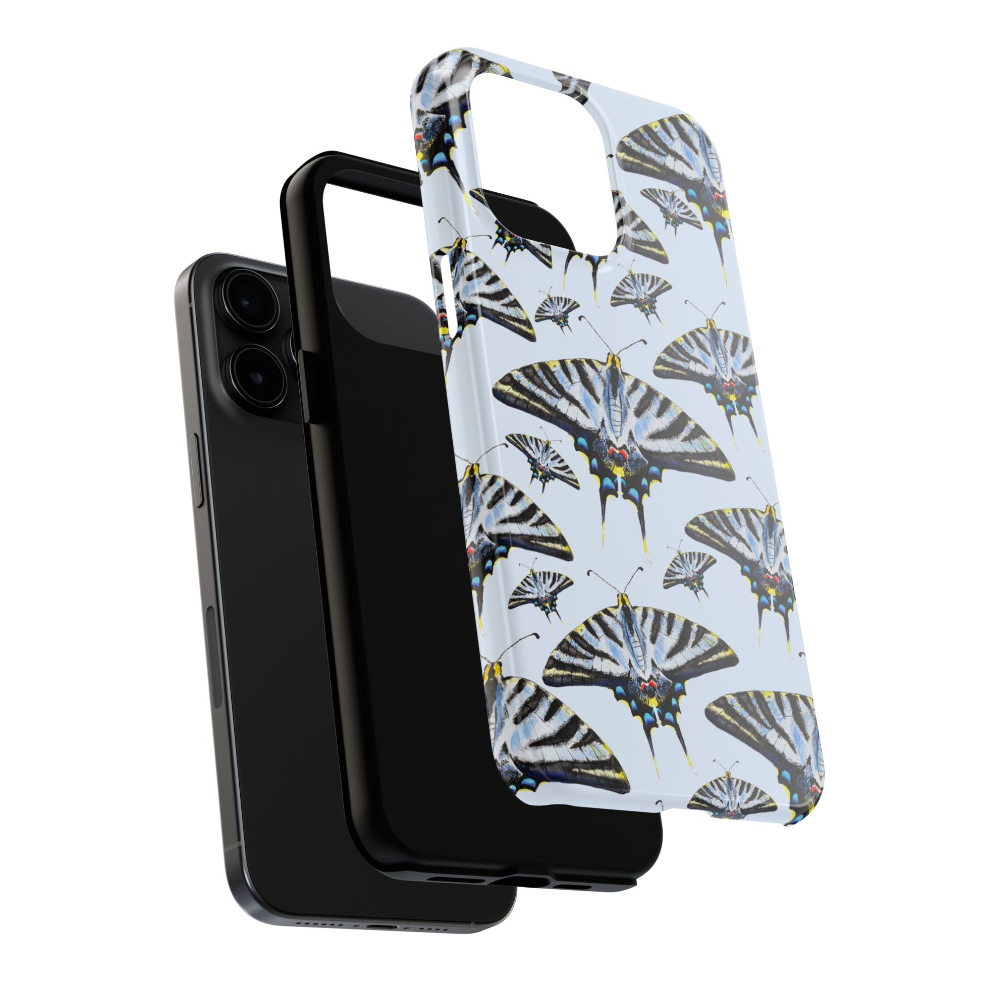 Light Blue Swallowtail Butterflies Watercolor Illustrated Pale Blue Tough Phone Case | Various Models