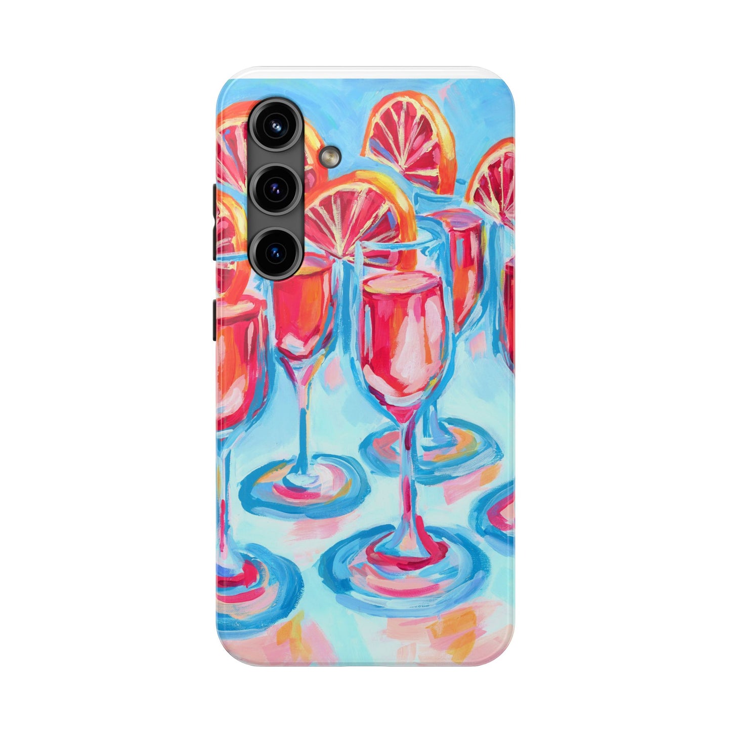 Pink Blood Orange Mimosas Blue Champagne Flute Acrylic Tough Phone Case | Various Models Available